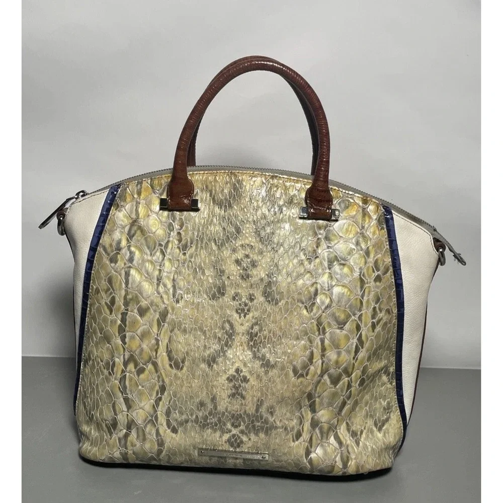 BRAHMIN‎ DUXBURY SATCHEL BAG SNAKESKIN EMBOSSED LEATHER